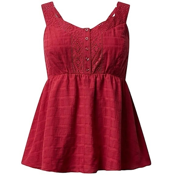 torrid Tops - TORRID 100%‎ Cotton Babydoll Windowpane Button Front Tank NWT